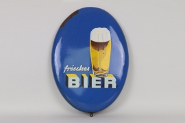 Emailschild "Frisches Bier", 60er/70er Jahre