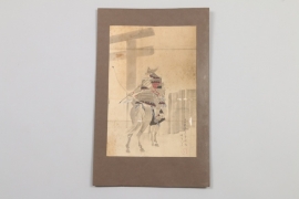 Berittener Samurai, Gouache, Japan um 1900