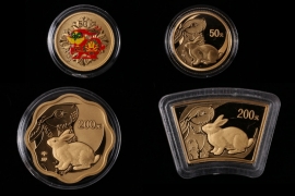 CHINA 2 x 50 + 2 x 200 YUAN 2011 - LUNAR SERIES - RABBIT GOLD SET