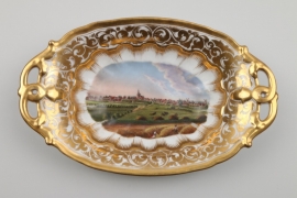 Biedermeier-Porzellanschale mit Ansicht von Meldorf, Schleswig um 1840
