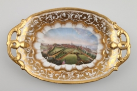 Biedermeier-Porzellanschale mit Ansicht von Heide, Schleswig um 1840