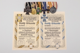 Imperial Germany - 6-place medal bar + certificates