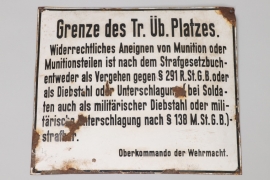 Wehrmacht "Truppenübungsplatz" enamel sign