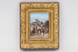 France - framed oil of cuirassiers