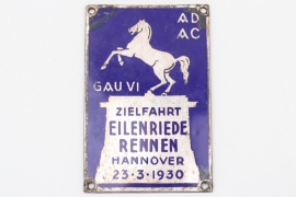 1930 ADAC "Eilenriede Rennen" enamel commemorative plaque