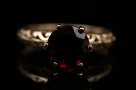 Gold plated silver ring with a Mozambique garnet