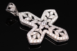 Silver cross-pendant with gemstones