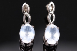 Silver earrings with large milky-transparent quartzes