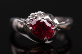 Silver ring with ruby