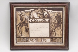 WWI Inf.-Rgt. 155 framed "Gedenkblatt"