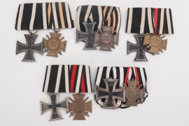 5 x 2-place medal bar with Iron Cross & Honor Cross WWI