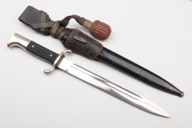 Third Reich fire brigade sawback bayonet with frog & knot