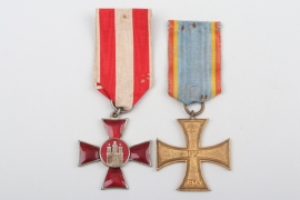 Hamburg Hanseatic Cross & Mecklenburg- Schwerin War Merit Cross 2nd Class 1914
