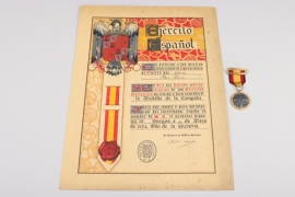 Heinz, Hans - Legion Condor "Medalla de la Campana" with certificate