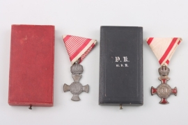 Order of Franz Joseph Silver & Iron Cross of Merit with Crown + cases of issue