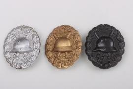 Wound Badge 1914 in Bronze, Silver & Gold