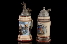 2x Imperial Germany reservist's beer mugs
