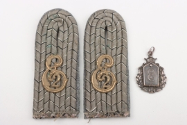 WWI Prussian Eisenbahn-Rgt. 2 shoulder boards for a Leutnant + pendant