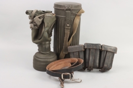 Wehrmacht gas mask, ammunition pouch & shoulder strap