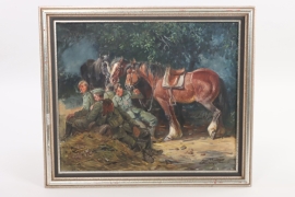 Max Ohmeyer oil painting "Rastende Reiter" ("resting troopers")