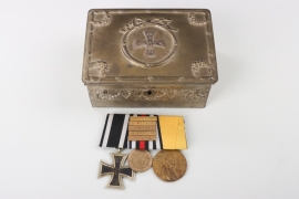 3-place medal bar with 1870 Iron Cross 2nd Class and patriotic case