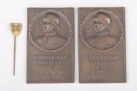 2 x "Infanterieschule Dresden" sports plaque + pin