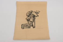 Ernst Liebermann - Original signed WWI art print of a charcoal drawing