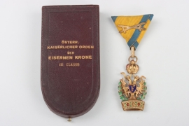 Order of the Iron Crown 3rd Class (Knight) with War Decoration in case - gold