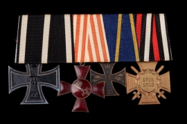 Medal bar with 4 decorations, including the Hanseatic Cross of Bremen