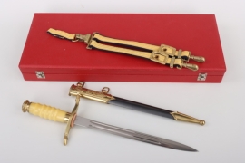 East German Volksmarine admiral's dagger with hangers & case