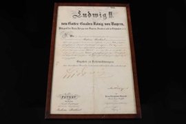 Bavaria - Ludwig II. signed patent certificate