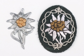 Gebirgsjäger officer's Edelweiss (sleeve badge) + cap badge