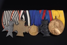 Large medal bar of a Prussian participant of the First World War with five awards