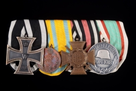 Medal bar with 4 awards, among others Saxony Friedrich August Medal