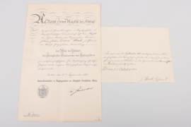 Royal House Order of Hohenzollern Members' Eagle certificate