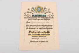 Oldenburg - Livesaving medal certificate