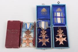 3 x Bavarian Military Merit Cross 3rd Class with Crown and Swords + case of issue