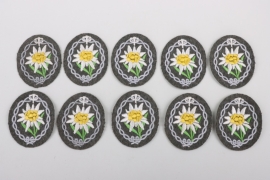 10 x Heer Gebirgsjäger Edelweiss sleeve badge - EM/NCO type (mint)