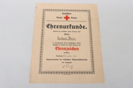 Baden - Red Cross Honor Badge certificate