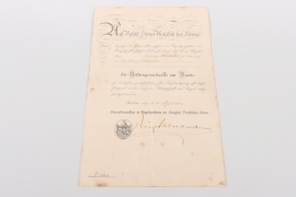 Prussia - Rettungsmedaille certificate from 1907