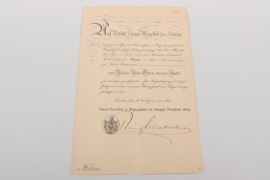Prussia - Roter Adler Orden 4. Klasse certificate - SM Linienschiff "Kaiser Barbarossa"
