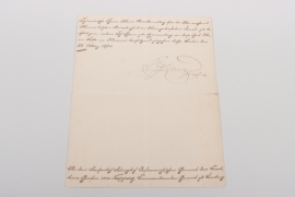 Wilhelm I - Handwritten letter to Austrian General Graf von Neipperg 1874