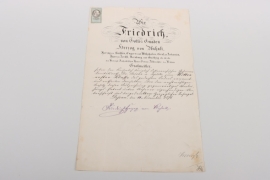 Anhalt - Hausorden Albrechts des Bären "Ritter erster Klasse" certificate from 1876
