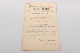von Briesen, Fritz - Austria - Ritterkreuz des Franz-Joseph Ordens certificate