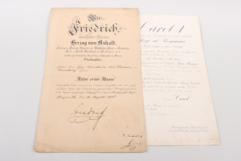 Anhalt - Hausorden Albrechts des Bären "Ritter erster Klasse" certificate