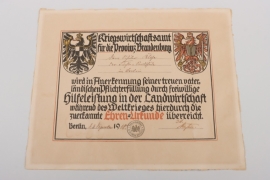 Brandenburg - Honor certificate  1918