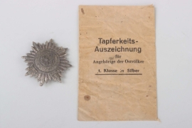 Ostvolk Decoration for Bravery on the Eastern Front 1st Class in Silver with Swords + bag - 100