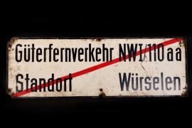 Pre-war German long distance freight transport metal sign, « Würselen »