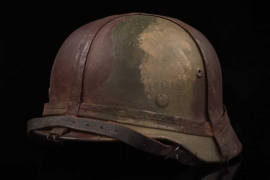 M35 Heer three-tone camouflage strapped combat helmet