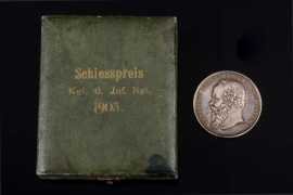 Bayern - Königreich Medaille Dem Besten Schützen Prince regent Luitpold im Etui des 6. Infanterie Regimentes